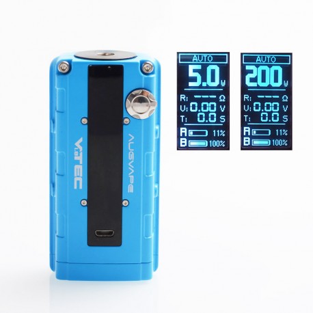 Authentic Augvape VTEC1.8 200W VV Variable Voltage Box Mod - Blue, Zinc Alloy, 2 x 18650, 5~200W