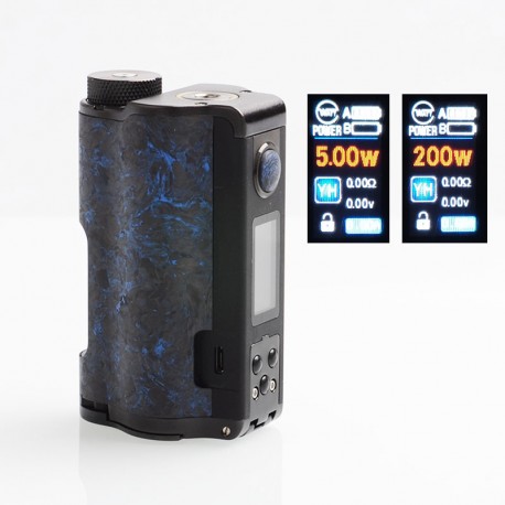 Authentic DOVPO Topside Dual Carbon 200W YIHI Chip TC VW Squonk Box Mod - Carbon Blue, Aluminum Alloy, 5~200W, 2 x 18650