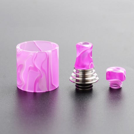 Authentic Vapefly Brunhilde MTL RTA Replacement Short Drip Tip + Long Drip Tip + Tank Tube - Purple, PMMA + Stainless Steel