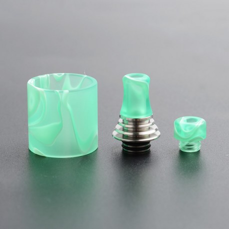 Authentic Vapefly Brunhilde MTL RTA Replacement Short Drip Tip + Long Drip Tip + Tank Tube - Green, PMMA + Stainless Steel