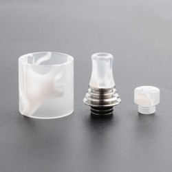 Authentic Vapefly Brunhilde MTL RTA Replacement Short Drip Tip + Long Drip Tip + Tank Tube - White, PMMA + Stainless Steel