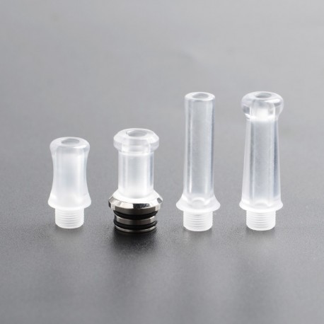 Authentic Ambition Mods Multi-function MTL PC Drip Tip Mouthpiece + Stainless Steel 510 Base - White (Polished)