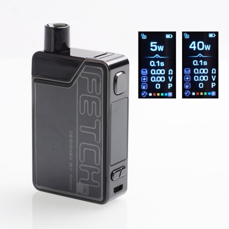 Authentic SMOKTech SMOK Fetch Mini 40W 1200mAh VW Box Mod Pod System Starter Kit - Black, PCTG + Glass, 3.7ml, 5~40W