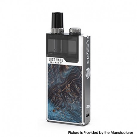 Authentic LostVape Orion Q-PRO Q Pro 24W 950mAh Pod System Starter Kit - Blue / Stabwood, Stainless Steel, 2ml, 0.5ohm / 1.0ohm