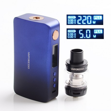 Authentic Vaporesso GEN 220W TC VW Variable Wattage Box Mod w/ SKRR-S Tank Kit - Black BLue, 5~220W, 2 x 18650, 8ml