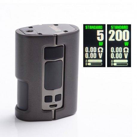 Authentic Wotofo Dyadic 200W VW Variable Wattage Squonk Box Mod - Gun Metal, Zinc Alloy + Velvet Rubber Coat, 5~200W, 2 x 18650