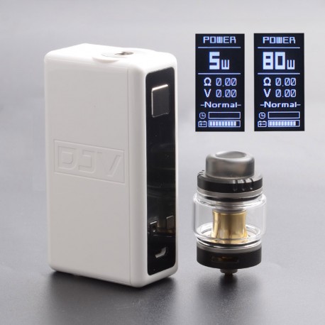 Authentic DEJAVU Neon 80W TC VW Variable Wattage Box Mod w/ Neon Atomizer Tank Kit - White, ABS, 5~80W, 1 x 18650