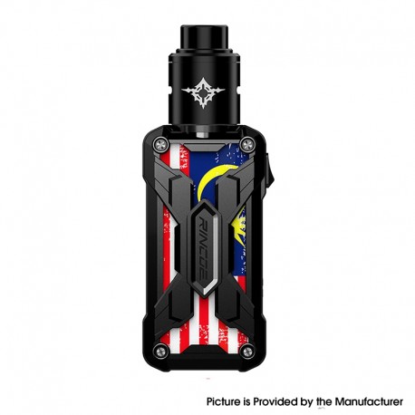 Authentic Rincoe Mechman Nano 90W Box Mod w/ Metis RDA Kit - Malaysia Flag, PC + Leather + SS + Aluminum, 1 x 18650