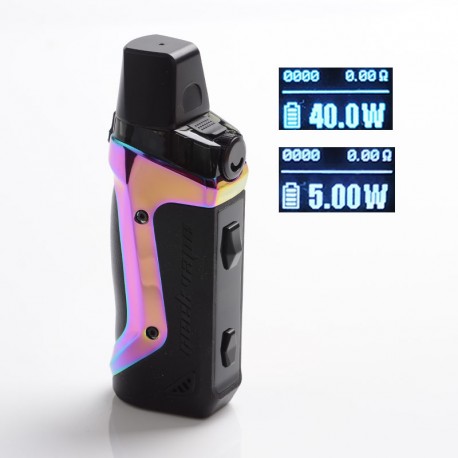 Authentic GeekVape Aegis Boost 40W 1500mAh VW Box Mod Pod System Starter Kit - Aura Glow, Zinc Alloy, 3.7ml, 0.6ohm, 5~40W