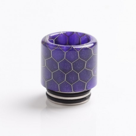 Authentic Reewape AS272 Changeable 810-510 Drip Tip w/ Anti Spit SS Mesh Sheet for RDA / SMOK TFV8 - Purple, Resin, 18mm