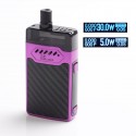 Authentic Hellvape GRIMM 30W 1200mAh VW Box Mod Pod System Starter Kit - Purple Carbon Fiber, 3ml, 0.7ohm / 1.2ohm, 5~30W