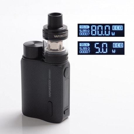 Authentic Vaporesso SWAG II 80W VW Box Mod w/ NRG PE Tank Atomizer Kit - Black, 3.5ml, 5~80W, 1 x 18650