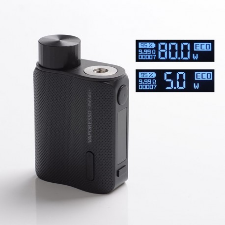 Authentic Vaporesso SWAG II 2 80W Variable Wattage Box Mod - Black, 5~80W, 0.03~5.0ohm, 1 x 18650