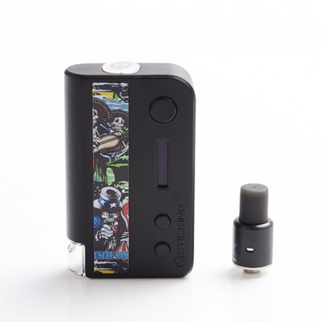 Authentic Vsticking VKsma 1400mAh YiHi Chip DIY Mode TC Mod Kit w/ SMI RADA Dripping Atomizer - Skull Black, 3ml, 10~35J