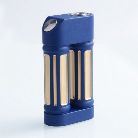 Authentic Steel Sanctuary Mechanical Box Mod - Blue, Aluminum + Brass + Stainless Steel, 2 x 18650