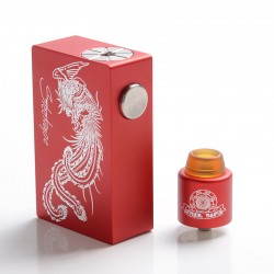 Authentic Steel Phoenix Mechanical Squonk Box Mod + RDA Kit - Red, 7.5ml, 1 x 18650 / 20700, 24mm Diameter