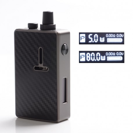 Authentic Mechlyfe Ratel XS 80W TC VW DL / MTL Rebuildable AIO Pod Kit - Gun Metal & Carbon Fiber, 5.5ml, 5~80W, 1 x 18650