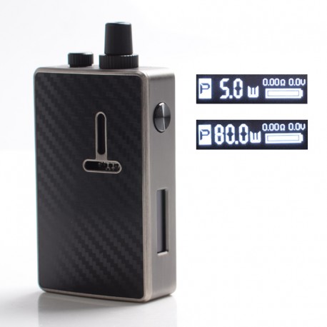 Authentic Mechlyfe Ratel XS 80W TC VW DL / MTL Rebuildable AIO Pod Kit - Brushed Gun Metal & Carbon Fiber, 5~80W, 1 x 18650