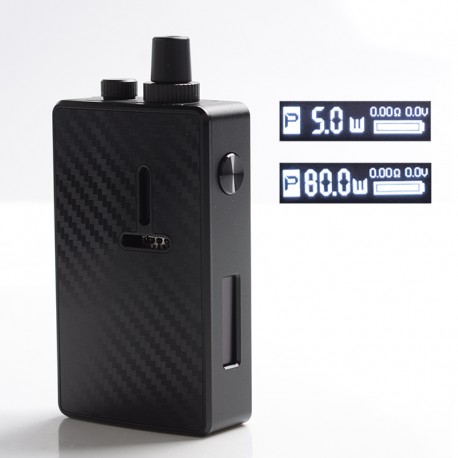 Authentic Mechlyfe Ratel XS 80W TC VV VW DL / MTL Rebuildable AIO Pod System Kit - Black & Carbon Fiber, 5~80W, 1 x 18650