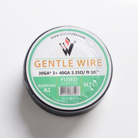 Authentic Vivi Gentle Fused Clapton MTL Kanthal A1 Heating Wire - Silver, 30GA x 3 + 40GA, 3.35ohm / ft, 10ft (3 Meters)