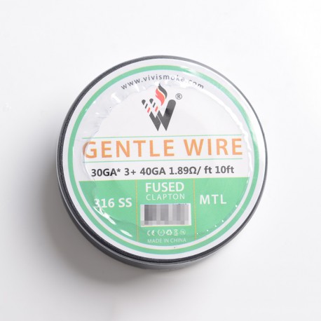 Authentic Vivi Gentle Fused Clapton MTL 316SS Heating Wire - Silver, 30GA x 3 + 40GA, 1.89ohm / ft, 10ft (3 Meters)
