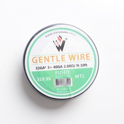Authentic Vivi Gentle Fused Clapton MTL 316SS Heating Wire - Silver, 32GA x 3 + 40GA, 2.88ohm / ft, 10ft (3 Meters)