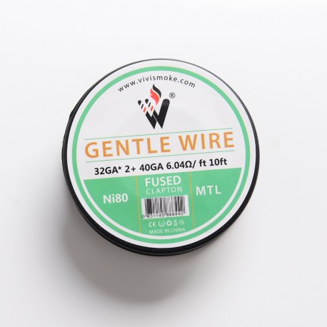 Authentic Vivi Gentle Fused Clapton MTL Ni80 Heating Wire - Silver, 32GA x 2 + 40GA, 6.04ohm / ft, 10ft (3 Meters)