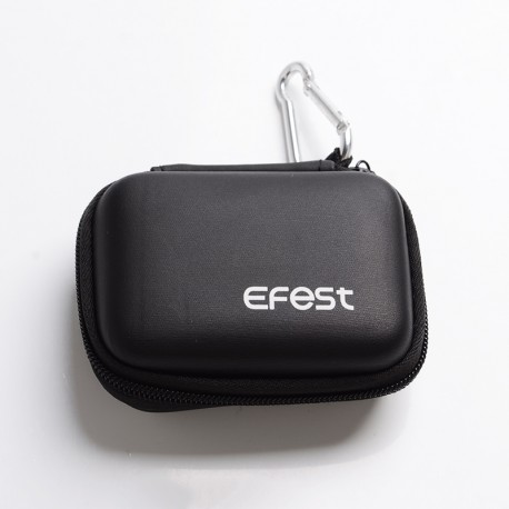 [Ships from Bonded Warehouse] Authentic Efest Zipper Battery Case Carrying Bag w/ Silver Hook - Black, 95 x 72 x 38mm