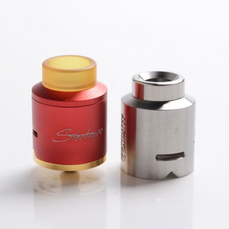 Authentic Steel Compass RDA Rebuildable Dripping Atomizer - Red, Stainless Steel + Aluminum, 25mm Diameter
