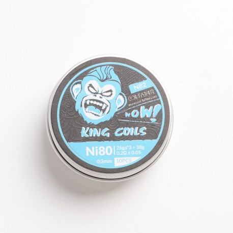 Authentic Coil Father N82 King Coils for RBA / RDA / RTA / RDTA - Ni80, 26GA x 3 + 38GA, 0.2 +/- 0.05ohm, 3mm, 5 Wraps (10 PCS)