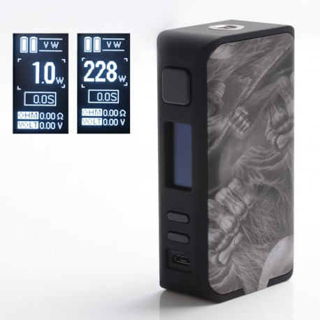 Authentic Rincoe Manto Pro 228W TC VW Variable Wattage Box Mod - Dead Skull, 1~228W, 200~600'F, 2 x 18650