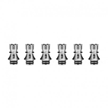 Authentic KIZOKU Chess Series Replacement 510 Drip Tip for RDA / RTA/ RDTA /Sub-Ohm Tank Atomizer - Silver, Rook, 22.3mm (6 PCS)