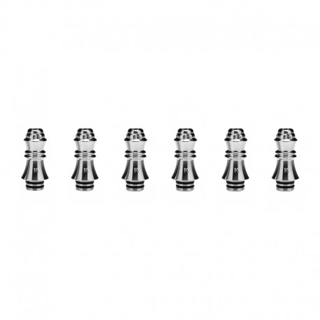 Authentic KIZOKU Chess Series Replacement 510 Drip Tip for RDA / RTA/ RDTA/Sub-Ohm Tank Atomizer - Silver, King, 29.51mm (6 PCS)