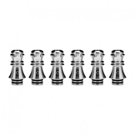 Authentic KIZOKU Chess Series Replacement 510 Drip Tip for RDA / RTA/RDTA/Sub-Ohm Tank Atomizer - Silver, Queen, 27.89mm (6 PCS)