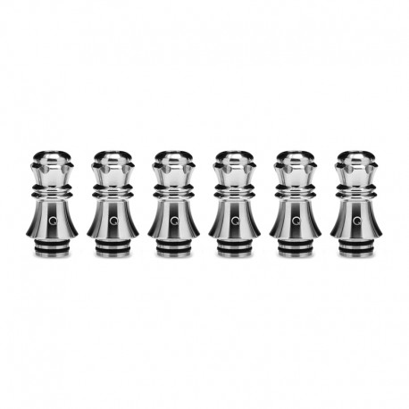 Authentic KIZOKU Chess Series Replacement 510 Drip Tip for RDA / RTA/RDTA/Sub-Ohm Tank Atomizer - Silver, Queen, 27.89mm (6 PCS)