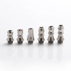 Authentic KIZOKU Chess Series Replacement 510 Drip Tip for RDA / RTA/ RDTA /Sub-Ohm Tank Atomizer - Silver, Mixed 6 in 1 (6 PCS)