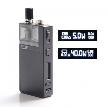 Authentic LostVape Q Ultra AIO 40W 1600mAh VW Pod System MTL / DL Starter Kit - Carbon Fiber Black,0.6ohm, 4ml, 5~40W