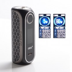 Authentic OBS Cube FP Fingerprint Unlock 80W VW Box Mod - Matt Black, Zinc Alloy + 3D Curved Glass, 5~80W, 1 x 18650