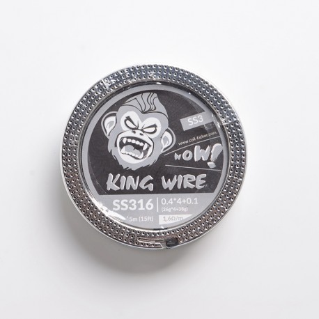 Authentic Coil Father King SS3 Wire Spool for RBA / RDA / RTA/RDTA - 316SS, 0.4 x 4 + 0.1 (26GA x 4 + 38GA), 1.6ohm/ft (5m/15ft)