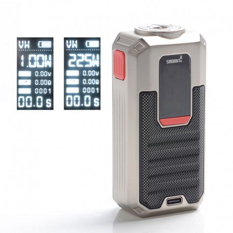 Authentic Smoant Ladon 225W TC VW Variable Wattage Box Mod - Silver, 1~225W, 100~300'C / 200~600'F, 2 x 18650