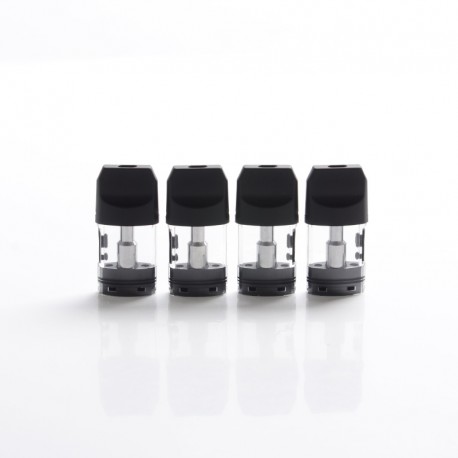 Authentic Augvape Air II Pod System Kit Replacement Pod Cartridge w/ 1.3ohm OCC Coil - Black + Transparent, 1.7ml (4 PCS)