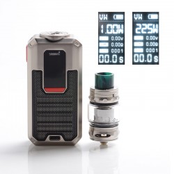 Authentic Smoant Ladon 225W TC VW Box Mod + AIO 2in1 Tank Kit - Silver, 1~225W, 100~300'C / 200~600'F, 2 x 18650