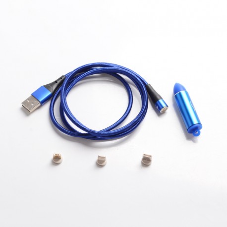 [Ships from Bonded Warehouse] Authentic Kumiho K1 3 in 1 Magnetic 3A Fast Charge Sync USB Cable with 3 Types of Heads - Blue