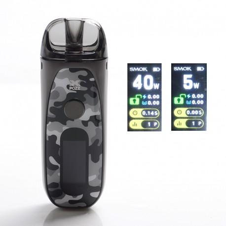 Authentic SMOKTech SMOK Pozz X 40W 1400mAh VW Pod System Starter Kit - Black and White Camouflage, 4.5ml, 0.4/0.6ohm, 5~40W