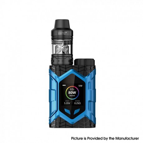 Authentic Vaptio Wall Crawler 80W TC VW Mod Starter Kit w/ Frogman Tank - Black & Blue, 5ml, 200~600'F, 7~80W, 1 x 18650