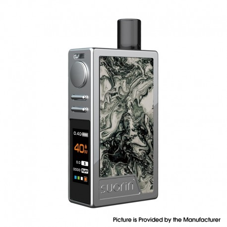 Authentic Suorin Elite 40W 1100mAh VW Mod Pod System Starter Kit - Silver, Zinc Alloy + Resin, 3.1ml, 1.0ohm