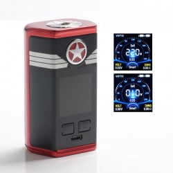 Authentic Vaptio Capt'n 220W TC VW Variable Wattage Box Mod - Red, Zinc Alloy + IML Panel, 10~220W, 2 x 18650