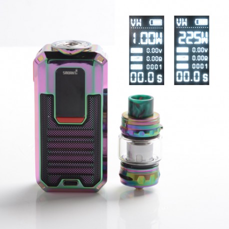 Authentic Smoant Ladon 225W TC VW Box Mod + AIO 2in1 Tank Kit - Rainbow, 1~225W, 100~300'C / 200~600'F, 2 x 18650