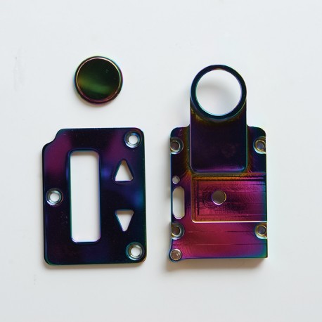 SXK Fire Button + Screen Plate + Button Plate Set for SXK BB 60W / 70W Box Mod Kit - Rainbow, 316 Stainless Steel (3 PCS)