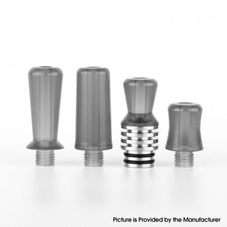 Authentic Reewape T2 510 Drip Tip Mouthpiece Kit for Atomizers - Grey, 1 Stainless Steel Base + 4 Resin Mouthpieces